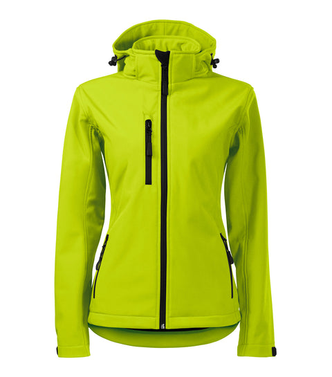 Koši zaļa sieviešu softshell jaka Performance, labi redzama darba jaka ar logo