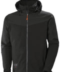 Melna softshell jaka Oxford ar kapuci, Helly Hansen Workwear darba jaka, piemērota logo apdrukai un izšuvumam