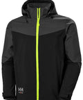 Melna softshell jaka Oxford ar kontrasta detaļām, darba apģērbs ar logo apdruku