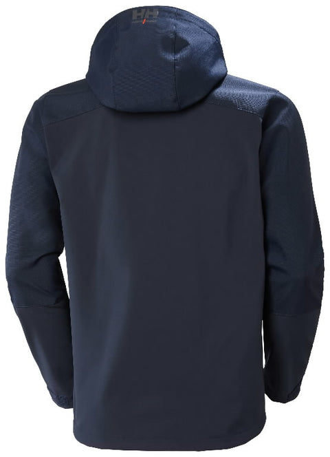 Softshell jakas Oxford mugurpuse tumši zilā krāsā, piemērota izšūšanai uz muguras
