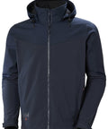Softshell jaka Oxford ar kapuci tumši zilā krāsā, Helly Hansen Workwear, piemērota logo apdrukai un izšuvumam