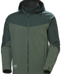 Zaļa softshell jaka Oxford ar kapuci, Helly Hansen Workwear jaka darbam, piemērota logo izšuvumam un apdrukai