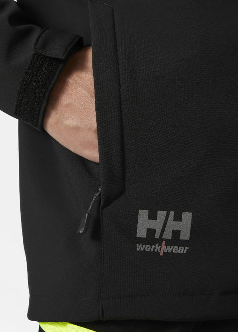 Zaļa softshell jaka Oxford ar kapuci, darba jaka ar logo apdruku uzņēmumiem
