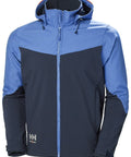 Softshell jaka Oxford zilā un melnā krāsā, ūdensnecaurlaidīga jaka ar personalizāciju