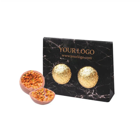 Šokolādes bumbas DOUBLE ar pildījumu personalizētā iepakojumā
