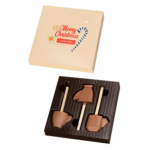 Šokolādes konfekšu komplekts uz kociņiem ar pilnkrāsu druku uz iepakojuma