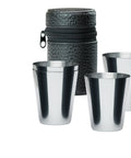 4 nerūsējošā tērauda šotu kausi ar melnu futlāri