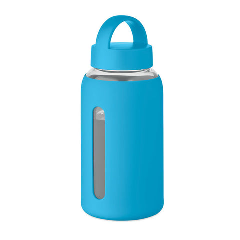 Stikla pudele BORIS 600 ml ar zilu silikona apvalku