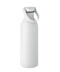 Balta tērauda ūdens pudele SVALUR 500 ml ar gumijotu pārklājumu un logo apdrukas iespēju