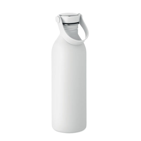 Balta tērauda ūdens pudele SVALUR 500 ml ar gumijotu pārklājumu un logo apdrukas iespēju