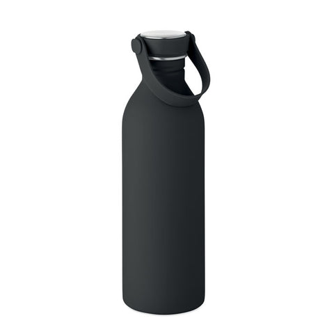 Melna nerūsējošā tērauda ūdens pudele SVALUR 500 ml ar personalizāciju – logo apdruka vai lāzergravējums