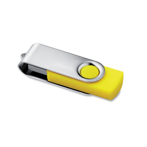 TECHMA 4 GB USB zibatmiņa dzeltenā krāsā ar logo apdruku