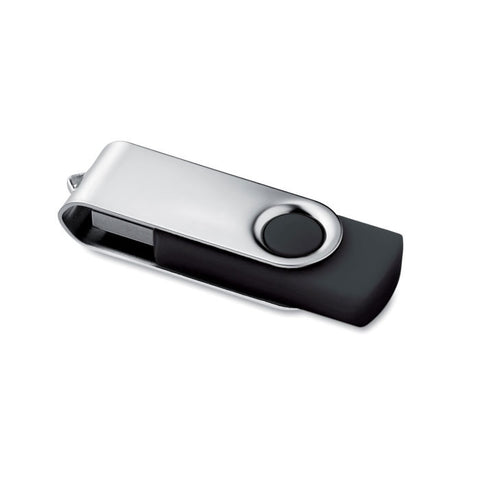 TECHMA 4 GB USB zibatmiņa melnā krāsā ar logo apdruku
