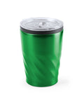 350 ml termokrūze ar plastmasas vāku un logo zaļa
