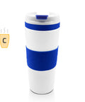 Termokrūze ar silikona futlāri un gravējumu – 400 ml zila