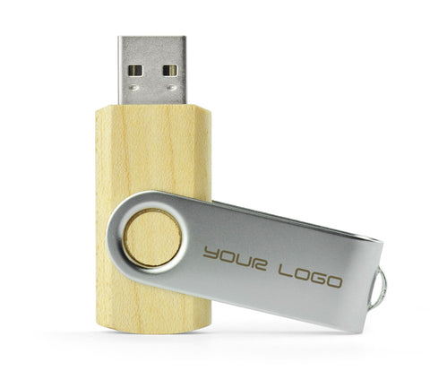 TWISTER 8 GB USB zibatmiņa ar koka un metāla korpusu