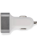 Praktisks USB lādētājs automašīnai ar personalizāciju, balts no sāniem