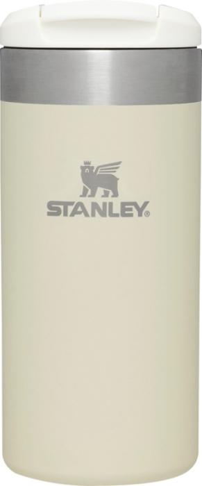 Stanley 350ml melna termokrūze ar apdruku ceļojumiem un darbam, balta