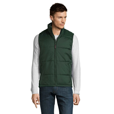 tumši zaļā stepētā veste WARM ar logo, izšuvumu vai apdruku personalizācijai