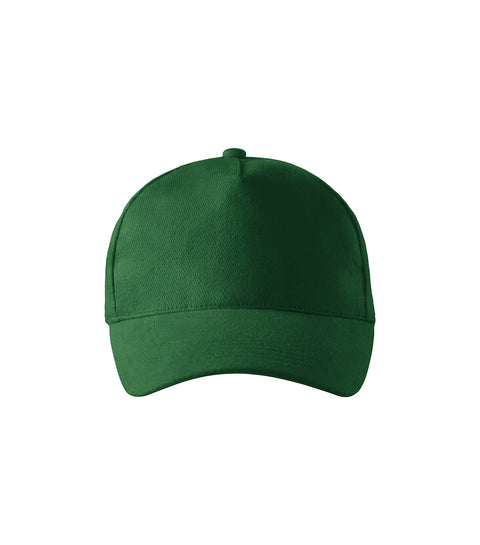 Zaļa 5 paneļu cepure ar elegantu logo izšuvumu un ventilācijas caurumiem